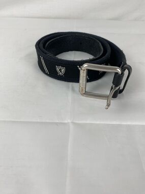 Polo Ralph Lauren Crest Belt Black Fabric Leather Tip Size 34